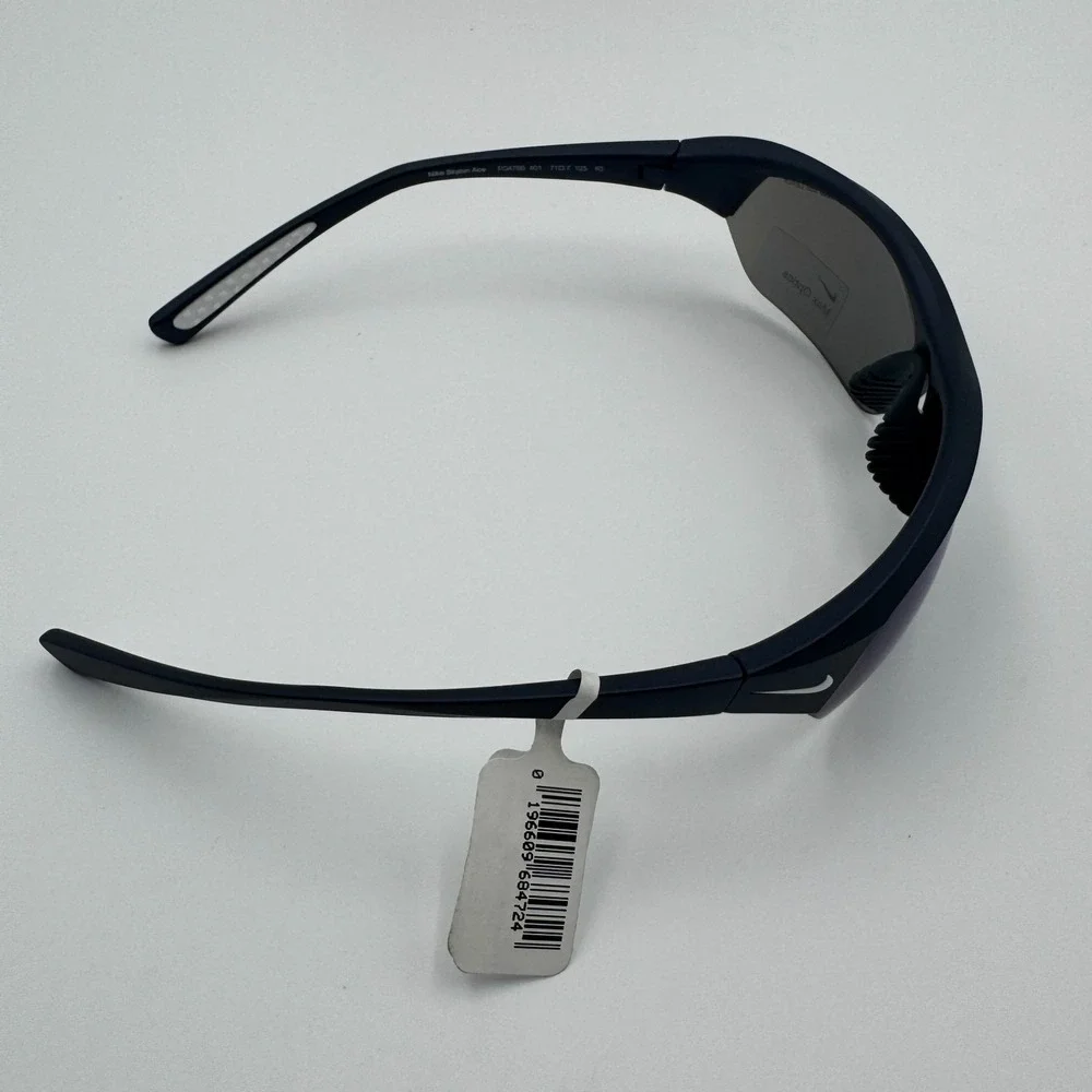 Nike Skylon Ace 69mm Semi-Rimless Sunglasses Matte Obsidian Blue Lens NWT